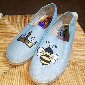 Flat sparkly jean Queen Bee espadrilles